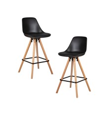 Набор 2 шт Стул полубарный DOBRIN RONNI, ножки светлый бук, черный (B-03)
