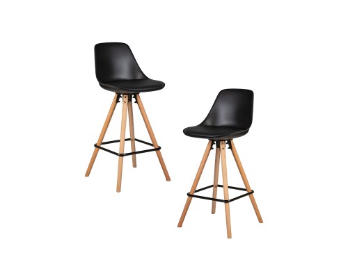 Набор 2 шт Стул полубарный DOBRIN RONNI, ножки светлый бук, черный (B-03)