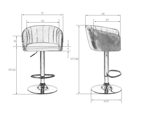 Стул барный DOBRIN DARCY, песочный велюр (1922-3)