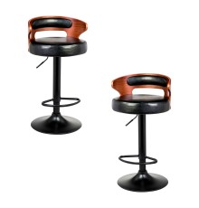 Набор 2 шт Стул барный DOBRIN FRED BLACK, коричневое дерево, чёрный