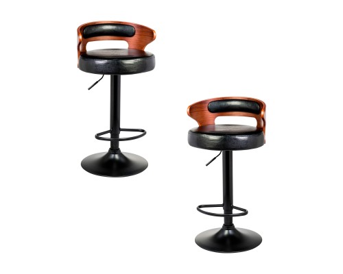 Набор 2 шт Стул барный DOBRIN FRED BLACK, коричневое дерево, чёрный