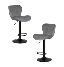 Набор 2 шт Стул барный DOBRIN BARNY BLACK, серый велюр (MJ9-75)