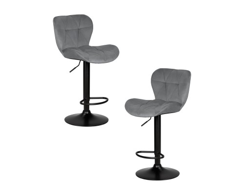 Набор 2 шт Стул барный DOBRIN BARNY BLACK, серый велюр (MJ9-75)