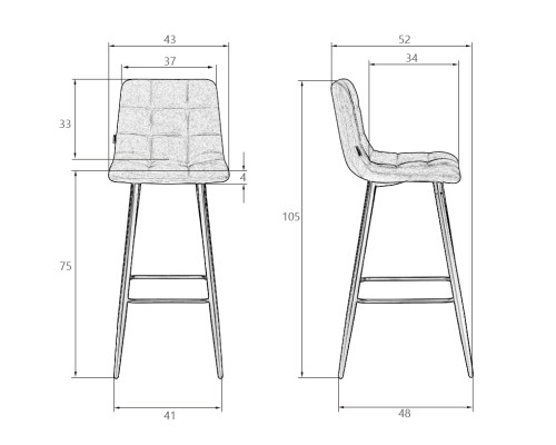 Стул барный DOBRIN NICOLE, черные матовые ножки, морской волны велюр (108-119)