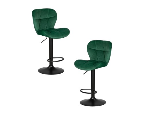 Набор 2 шт Стул барный DOBRIN BARNY BLACK, зеленый велюр (MJ9-88)