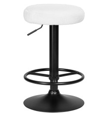 Табурет барный DOBRIN TEDDY BLACK, белое букле