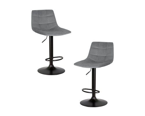 Набор 2 шт Стул барный DOBRIN TAILOR BLACK, серый велюр (MJ9-75)