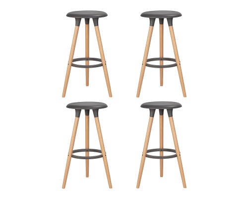 Набор 4 шт Табурет барный DOBRIN ROYCE, ножки светлый бук, цвет темно-серый (GR-04)