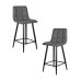 Набор 2 шт Стул полубарный DOBRIN OLIVIA, черные матовые ножки, серая антрацитовая винтажная экокожа (RU-08)