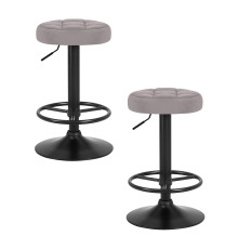 Набор 2 шт Табурет барный DOBRIN BRUNO BLACK, серый велюр (MJ9-75)