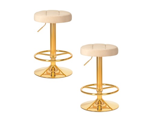 Набор 2 шт Табурет барный DOBRIN BRUNO GOLD, бежевый велюр (MJ9-10)