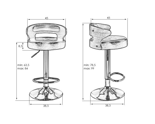 Стул барный DOBRIN FRED BLACK, чёрное дерево, чёрный