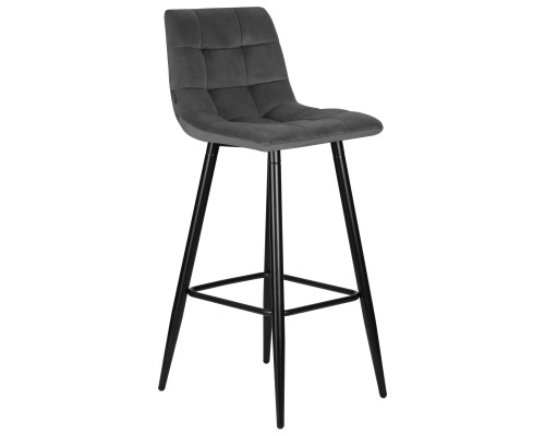 Набор 2 шт Стул барный DOBRIN NICOLE, черные матовые ножки, темно-серый велюр (108-91)