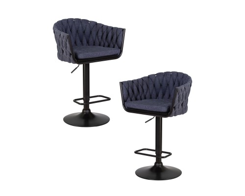 Набор 2 шт Стул барный DOBRIN LEON, синяя ткань (LAR-275-29)