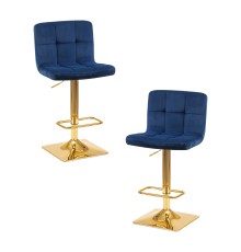 Набор 2 шт Стул барный DOBRIN GOLDIE, синий велюр (MJ9-117)