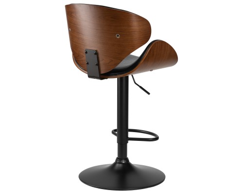 Стул барный DOBRIN KARTER BLACK, коричневый орех дерево (BWW), черный PU