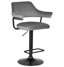 Стул барный DOBRIN CHARLY BLACK, серый велюр (MJ9-75)