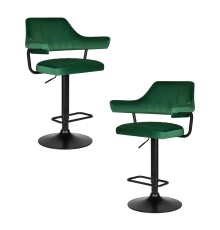Набор 2 шт Стул барный DOBRIN CHARLY BLACK, зеленый велюр (MJ9-88)