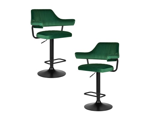 Набор 2 шт Стул барный DOBRIN CHARLY BLACK, зеленый велюр (MJ9-88)