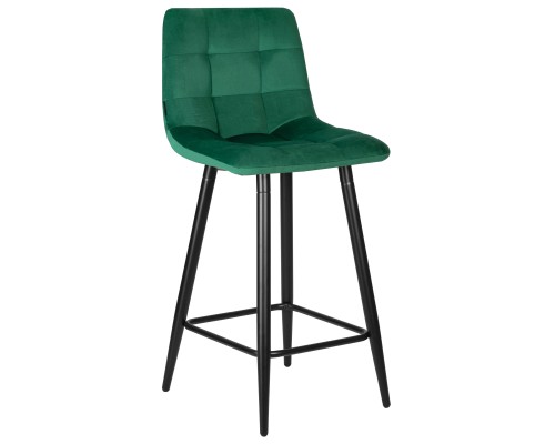 Набор 2 шт Стул полубарный DOBRIN OLIVIA, черные матовые ножки, зелёный велюр (108-64)