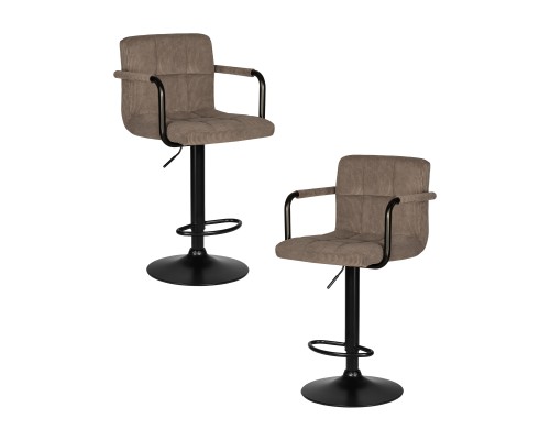 Набор 2 шт Стул барный DOBRIN KRUGER ARM BLACK, какао вельвет (LAR-E2041-05)