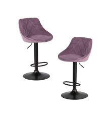 Набор 2 шт Стул барный DOBRIN LOGAN BLACK, пудрово-сиреневый велюр (MJ9-52)
