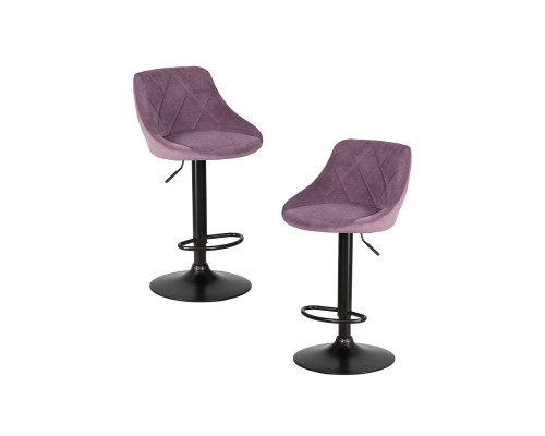 Набор 2 шт Стул барный DOBRIN LOGAN BLACK, пудрово-сиреневый велюр (MJ9-52)