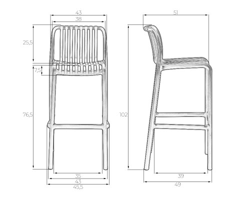 Набор 4 шт Стул барный DOBRIN CHLOE BAR, темно-серый