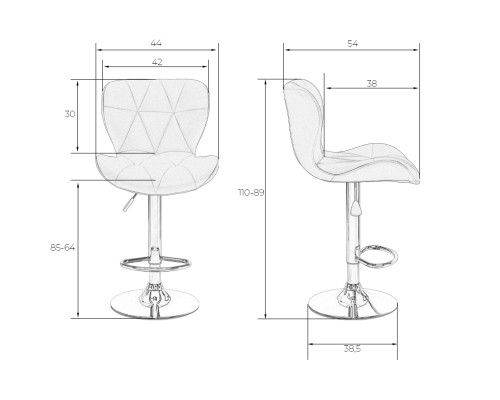 Набор 2 шт Стул барный DOBRIN BARNY, серый велюр (MJ9-75)
