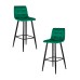 Набор 2 шт Стул барный DOBRIN NICOLE, черные матовые ножки, зелёный велюр (108-64)