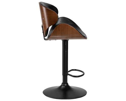 Стул барный DOBRIN KARTER BLACK, коричневый орех дерево (BWW), черный PU