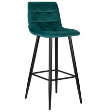 Стул барный DOBRIN NICOLE, черные матовые ножки, морской волны велюр (108-119)