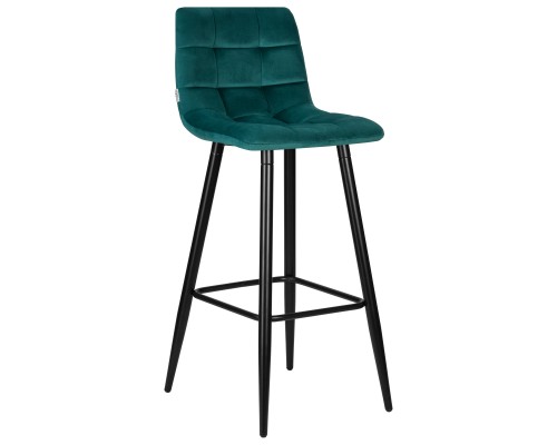 Стул барный DOBRIN NICOLE, черные матовые ножки, морской волны велюр (108-119)