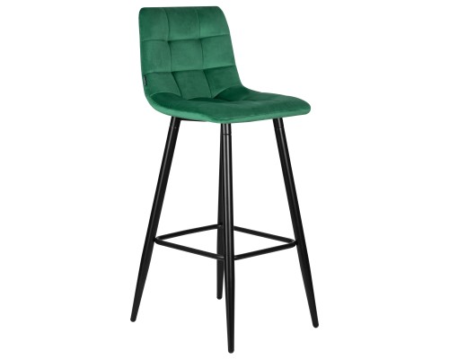 Стул барный DOBRIN NICOLE, черные матовые ножки, зелёный велюр (108-64)