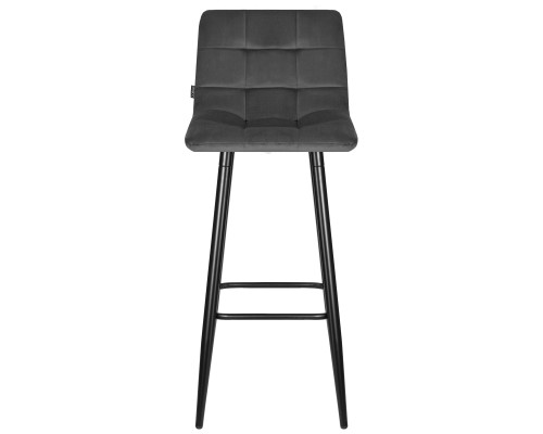 Набор 2 шт Стул барный DOBRIN NICOLE, черные матовые ножки, темно-серый велюр (108-91)