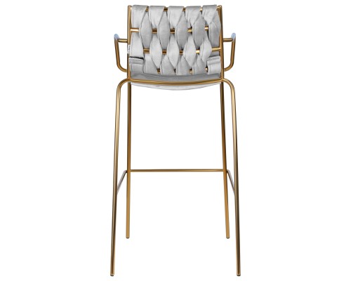 Стул барный DOBRIN MILLER GOLD, светло-серый велюр (135-37)