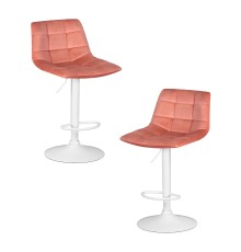 Набор 2 шт Стул барный DOBRIN TAILOR WHITE, пудрово-розовый велюр (MJ9-32)