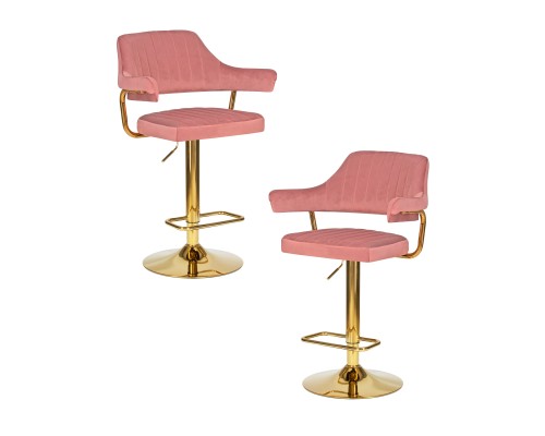 Набор 2 шт Стул барный DOBRIN CHARLY GOLD, розовый велюр (MJ9-32)