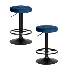 Набор 2 шт Табурет барный DOBRIN BRUNO BLACK, синий велюр (MJ9-117)