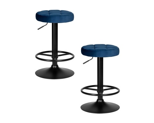 Набор 2 шт Табурет барный DOBRIN BRUNO BLACK, синий велюр (MJ9-117)