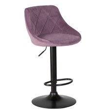 Стул барный DOBRIN LOGAN BLACK, пудрово-сиреневый велюр (MJ9-52)