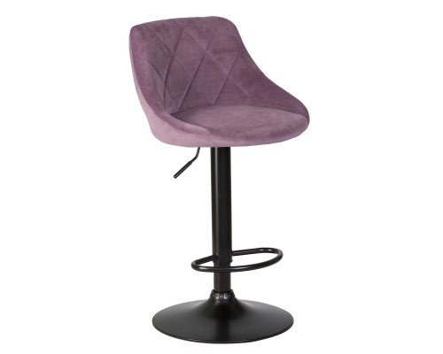 Стул барный DOBRIN LOGAN BLACK, пудрово-сиреневый велюр (MJ9-52)