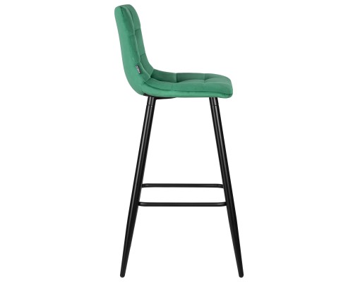 Стул барный DOBRIN NICOLE, черные матовые ножки, зелёный велюр (108-64)