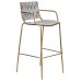 Стул барный DOBRIN MILLER GOLD, светло-серый велюр (135-37)