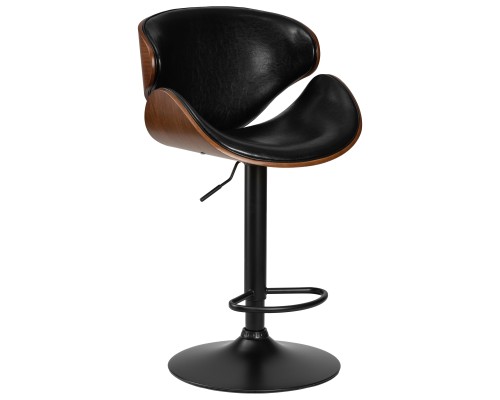 Стул барный DOBRIN KARTER BLACK, коричневый орех дерево (BWW), черный PU