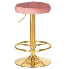 Табурет барный DOBRIN BRUNO GOLD, пудрово-розовый велюр (MJ9-32)