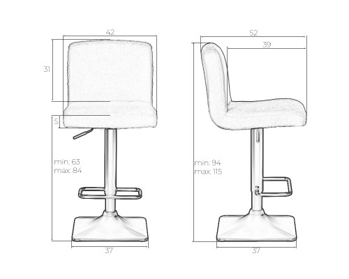 Набор 2 шт Стул барный DOBRIN LEO, белый букле (13)