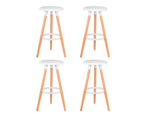 Набор 4 шт Табурет барный DOBRIN ROYCE, ножки светлый бук, цвет белый (W-02)