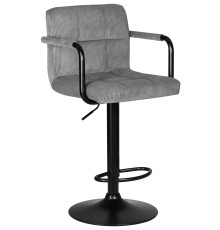 Стул барный DOBRIN KRUGER ARM BLACK, серый вельвет (LAR-E2041-25)