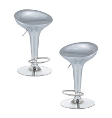 Набор 2 шт Стул барный DOBRIN BOMBA, серебряный металлик